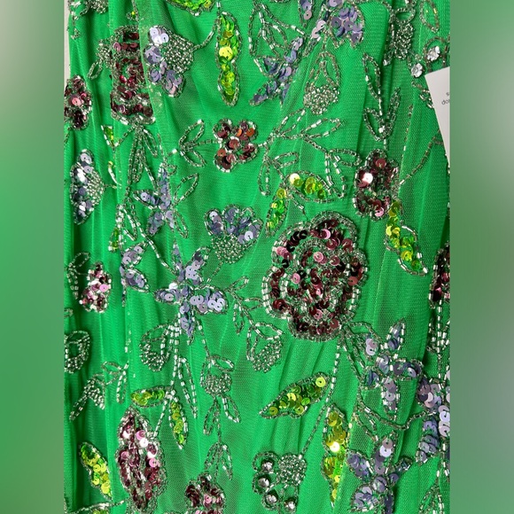 MAC DUGGAL #10808 HAND BEADED FLORAL GOWN WITH BEADED SPAGHETTI STRAPS - Picture 5 of 8